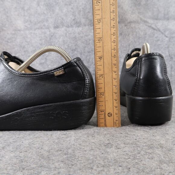 Sas Shoes Womens 9 Bounce Lace Up Moc Comfort Classic Leather Black Career Wedge - Picture 6 of 15